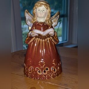 Angel Bell Figurine with Gold and Brown Accents